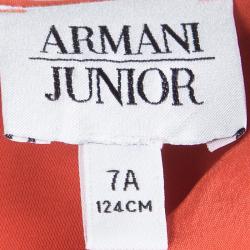 Pre Owned Armani Junior Red Peter Pan Collar Cap Sleeve Dress 7 Yrs