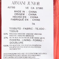 Pre Owned Armani Junior Red Peter Pan Collar Cap Sleeve Dress 7 Yrs