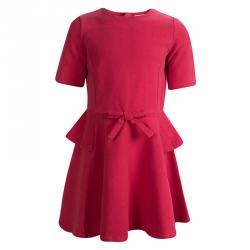 Pre Owned Armani Junior Red Cotton Bow Detail Dress 6 Yrs