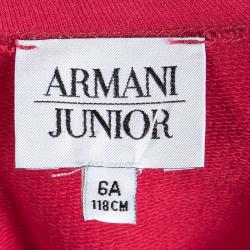 Pre Owned Armani Junior Red Cotton Bow Detail Dress 6 Yrs