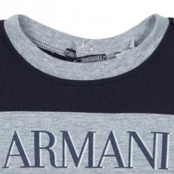 Pre Owned Armani Baby Navy Blue Logo Onesie 6 Months