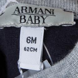 Pre Owned Armani Baby Navy Blue Logo Onesie 6 Months