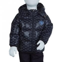 Armani Baby Navy Blue Quilted Hooded Down Jacket 12 Months