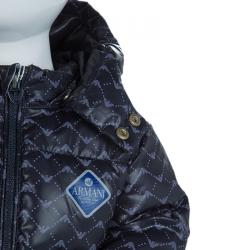 Armani Baby Navy Blue Quilted Hooded Down Jacket 12 Months