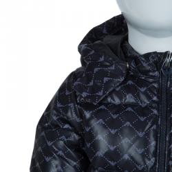 Armani Baby Navy Blue Quilted Hooded Down Jacket 12 Months