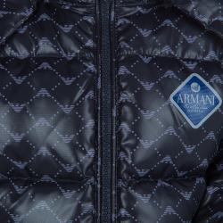 Armani Baby Navy Blue Quilted Hooded Down Jacket 12 Months