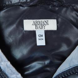 Armani Baby Navy Blue Quilted Hooded Down Jacket 12 Months