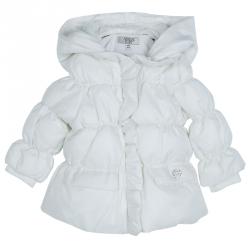Armani Baby White Quilted Hooded Jacket 6 Months