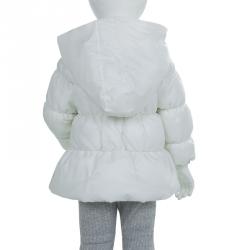 Armani Baby White Quilted Hooded Jacket 6 Months