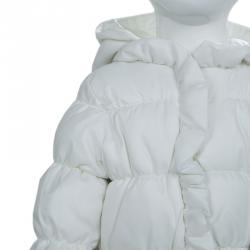 Armani Baby White Quilted Hooded Jacket 6 Months