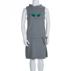 Baby Dior Grey Knit Sunglasses Print Sleeveless Dress 8 Yrs