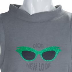 Baby Dior Grey Knit Sunglasses Print Sleeveless Dress 8 Yrs