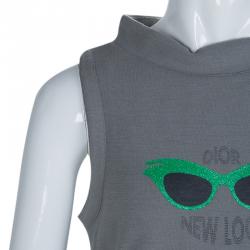 Baby Dior Grey Knit Sunglasses Print Sleeveless Dress 8 Yrs
