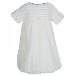 Pre Owned Baby Dior Off-White Dotted Mesh Overlay Dress 8 Yrs