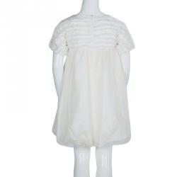 Pre Owned Baby Dior Off-White Dotted Mesh Overlay Dress 8 Yrs