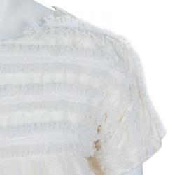 Pre Owned Baby Dior Off-White Dotted Mesh Overlay Dress 8 Yrs