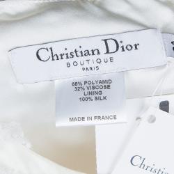 Pre Owned Baby Dior Off-White Dotted Mesh Overlay Dress 8 Yrs