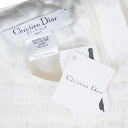 Pre Owned Baby Dior Off-White Dotted Mesh Overlay Dress 8 Yrs