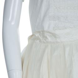 Pre Owned Baby Dior Cream Tulle Overlay Tiered Skirt 10 Yrs
