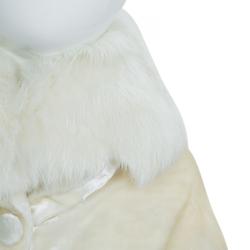 Pre Owned Baby Dior Boutique Cream Velvet Fur Collar Detail Cape 3 Months