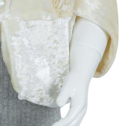 Pre Owned Baby Dior Boutique Cream Velvet Fur Collar Detail Cape 3 Months