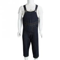 Pre Owned Baby Dior Indigo Dark Wash Denim Dungarees 3 Yrs