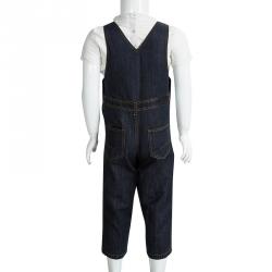 Pre Owned Baby Dior Indigo Dark Wash Denim Dungarees 3 Yrs