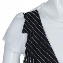 Pre Owned Baby Dior Monochrome Faux Beaded Waistcoat Detail T-Shirt 10 Yrs