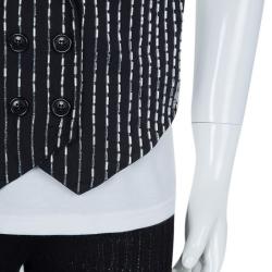Pre Owned Baby Dior Monochrome Faux Beaded Waistcoat Detail T-Shirt 10 Yrs