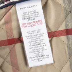 Burberry Children Navy Blue Diamond Quilted Hooded Charlie Jacket 6 Yrs