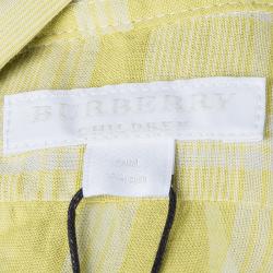 Pre Owned Burberry Children Mustard Checked Short Sleeve Shirt 9 Months