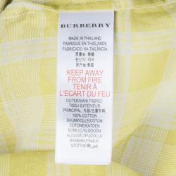 Pre Owned Burberry Children Mustard Checked Short Sleeve Shirt 9 Months