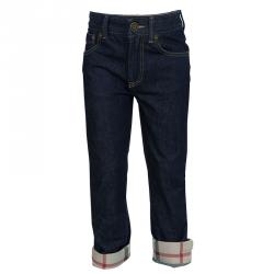 Pre Owned Burberry Children Indigo Dark Wash Denim Novacheck Cuff Detail Jeans 6 Yrs