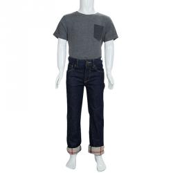 Pre Owned Burberry Children Indigo Dark Wash Denim Novacheck Cuff Detail Jeans 6 Yrs