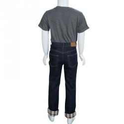 Pre Owned Burberry Children Indigo Dark Wash Denim Novacheck Cuff Detail Jeans 6 Yrs
