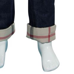 Pre Owned Burberry Children Indigo Dark Wash Denim Novacheck Cuff Detail Jeans 6 Yrs