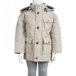 Burberry Beige Diamond Quilted Hooded Jacket 3 Yrs