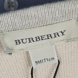 Burberry Beige Knit Novacheck Trim Buttondown Cardigan 9 Months