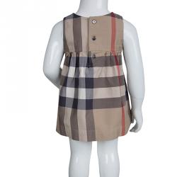 Burberry Beige Novacheck Cotton Sleeveless Dress 6 Months