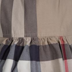 Burberry Beige Novacheck Cotton Sleeveless Dress 6 Months