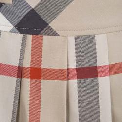 Pre Owned Burberry Children Beige Novacheck Cotton Pleated Mini Skirt 10 Yrs