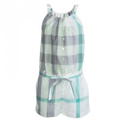 Burberry Children Green Checked Cotton Belted Playsuit 10 Yrs