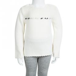 Burberry Off White Knitted Novacheck Insert Detail Long Sleeve Top 3 Yrs