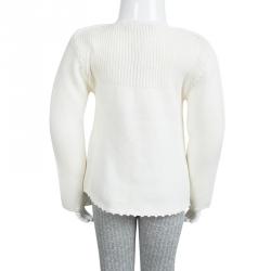 Burberry Off White Knitted Novacheck Insert Detail Long Sleeve Top 3 Yrs