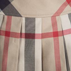 Pre Owned Burberry Children Beige Nova Check Cotton Pleated Mini Skirt 10 Yrs
