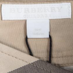 Pre Owned Burberry Children Beige Nova Check Cotton Pleated Mini Skirt 10 Yrs
