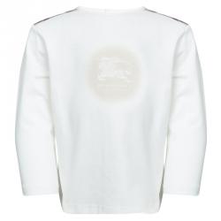 Pre Owned Burberry White Cotton Printed Nova Check Shoulder Detail Long Sleeve Top 18 Months