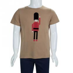 Pre Owned Burberry Children Brown Flock Printed Short Sleeve T Shirt 4 Yrs