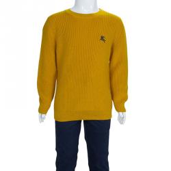 Pre Owned Burberry Children Mustard Yellow Knit Crew Neck Long Sleeve Sweater 6 Yrs