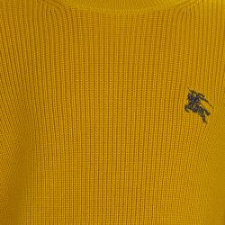 Pre Owned Burberry Children Mustard Yellow Knit Crew Neck Long Sleeve Sweater 6 Yrs